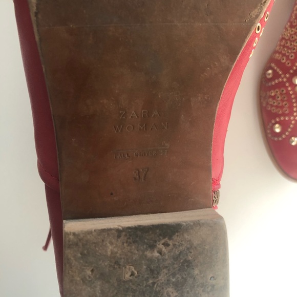 Unique real leather red boots with golden studs 37 - Picture 7 of 8